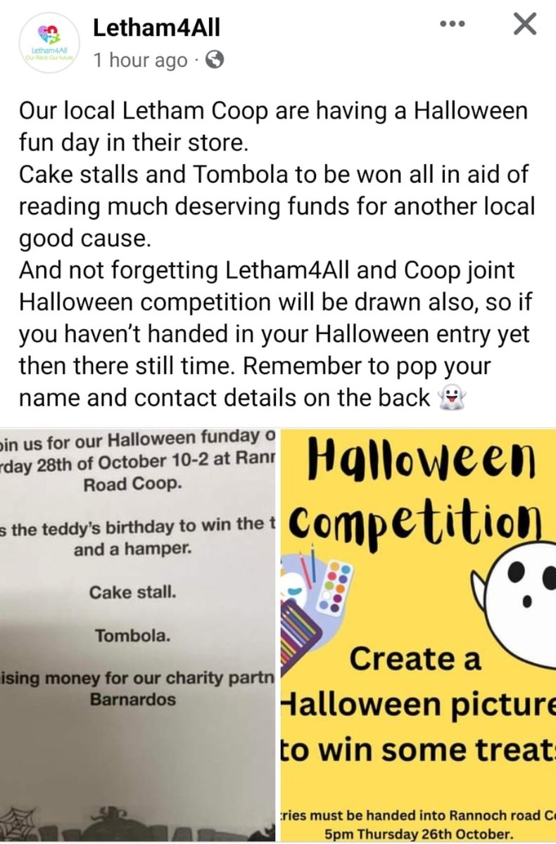 Our colleagues <a href="/coopuk/">Co-op</a> Rannoch Road have some spooky goings on in aid of <a href="/barnardos/">Barnardo’s</a>, if your in the area pop in 🙃.