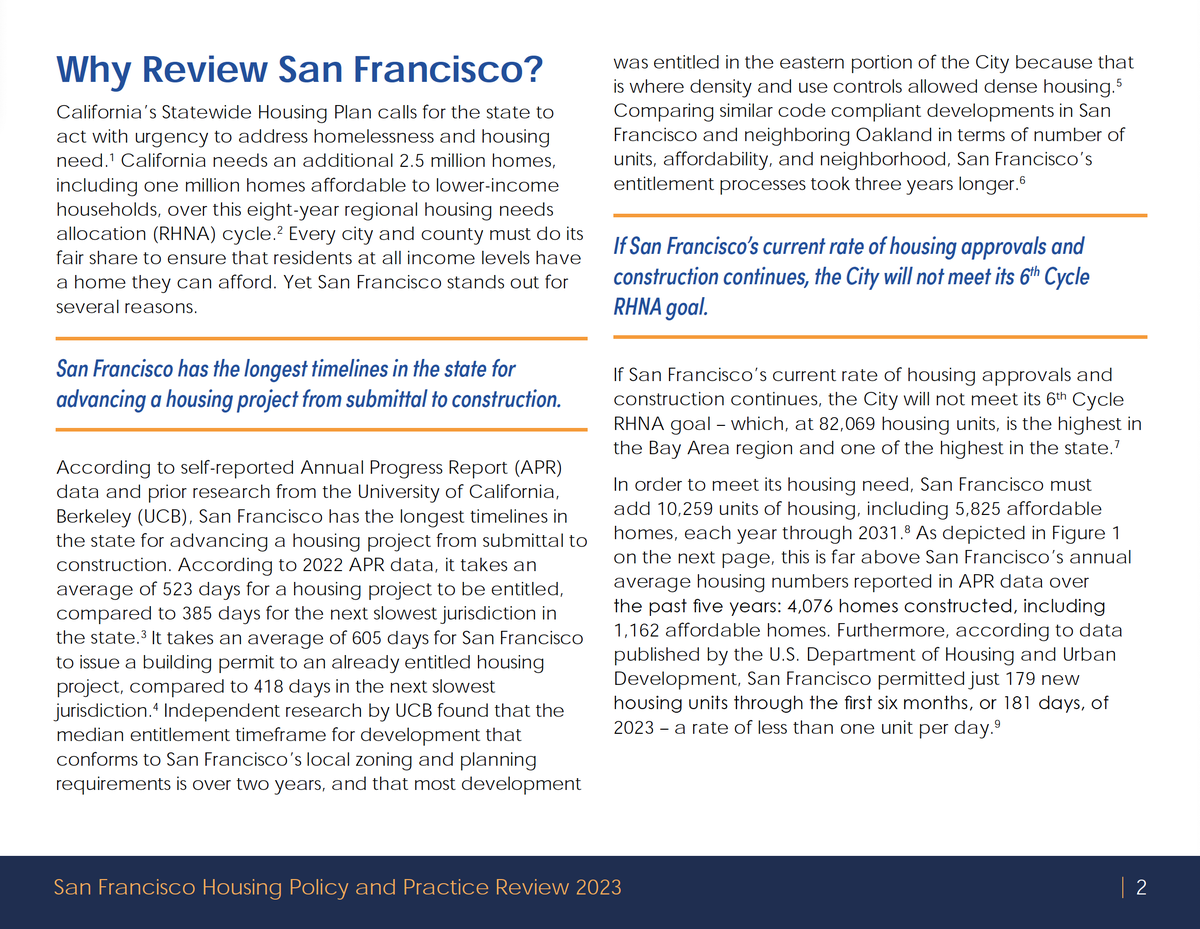 Let's dive into the findings from this report.

It starts with a short introduction and an overview of HCD's statutory authority to conduct this kind of review, then moves on to an explanation of why HCD is specifically scrutinizing SF's housing policy.