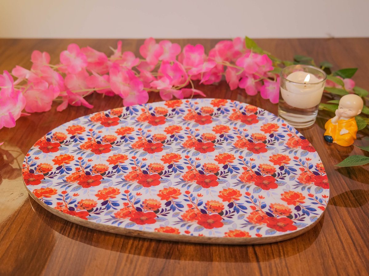 Wooden Platter with Floral Print | Wooden Platter | Handcrafted
-Embrace the beauty of nature with this rustic wooden platter adorned with a vivid red rose print. #thetimbercarve #woodentray #woodenplatter #handmade #handcrafted #homeandkitchen #kitchenanddining #diningandserving