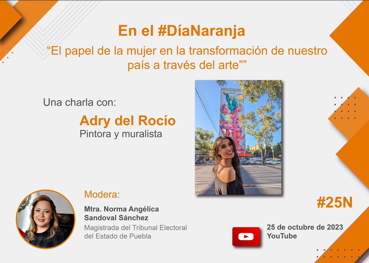 Norma Angélica Sandoval NA 🇲🇽 (@normangelik) on Twitter photo Acompáñanos a la charla con <a href="/adrydelrocio/">adry del rocio</a>, pintora y muralista.
En el #DíaNaranja hablaremos sobre “El papel de la mujer en la transformación de nuestro país a través del arte"'.
Te invito a seguirnos en #YouTube
👉🏻 youtu.be/LA7wqCIKJyM?si…
#25N Acompáñanos a la charla con <a href="/adrydelrocio/">adry del rocio</a>, pintora y muralista.
En el #DíaNaranja hablaremos sobre “El papel de la mujer en la transformación de nuestro país a través del arte"'.
Te invito a seguirnos en #YouTube
👉🏻 youtu.be/LA7wqCIKJyM?si…
#25N