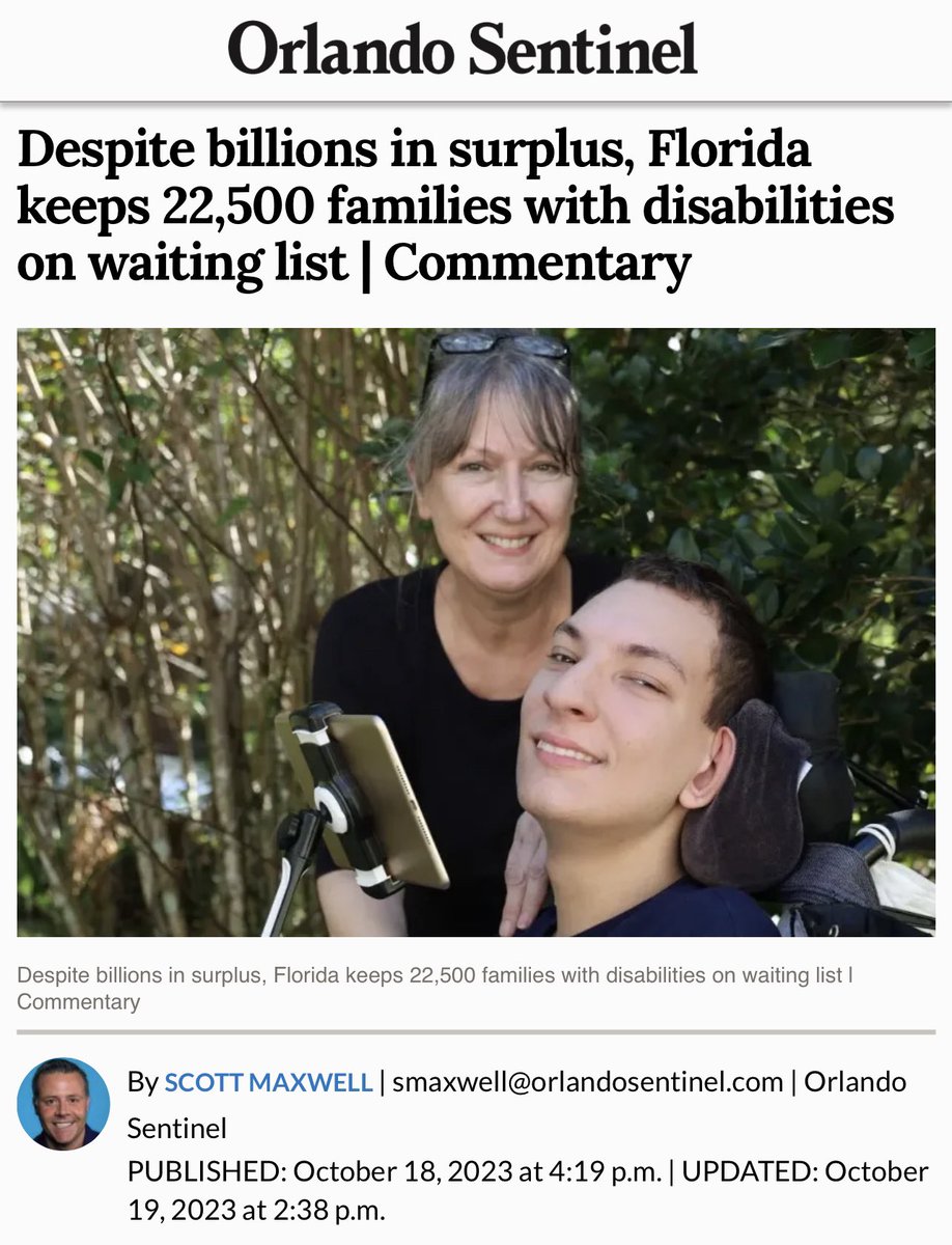 The waiting list for people with disabilities is 22,000 Floridians long for services to help them live and work in their communities. 40% have been waiting 10+ years. Some children have died waiting.

Meanwhile, GOP leaders brag about a $15 BILLION budget surplus. Shameful.