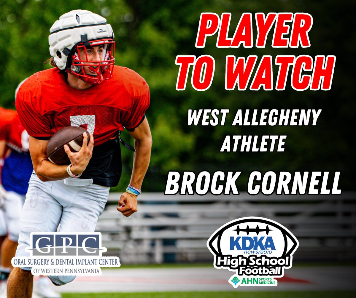 𝙋𝙇𝘼𝙔𝙀𝙍 𝙏𝙊 𝙒𝘼𝙏𝘾𝙃
<a href="/gpcsurgery/">GPC Oral Surgery & Dental Implant Center</a> 

West Allegheny ATH Brock Cornell (<a href="/BrockCornell7/">Brock Cornell</a>)

- all-purpose star for West A 💪
-leading rusher, passer, receiver &amp; tackler 😳
- 16 total TDs 🔥

Highlights ➡️: hudl.com/profile/424572…

#KDKAFridayNightLights #GoNextLevel #WPIAL