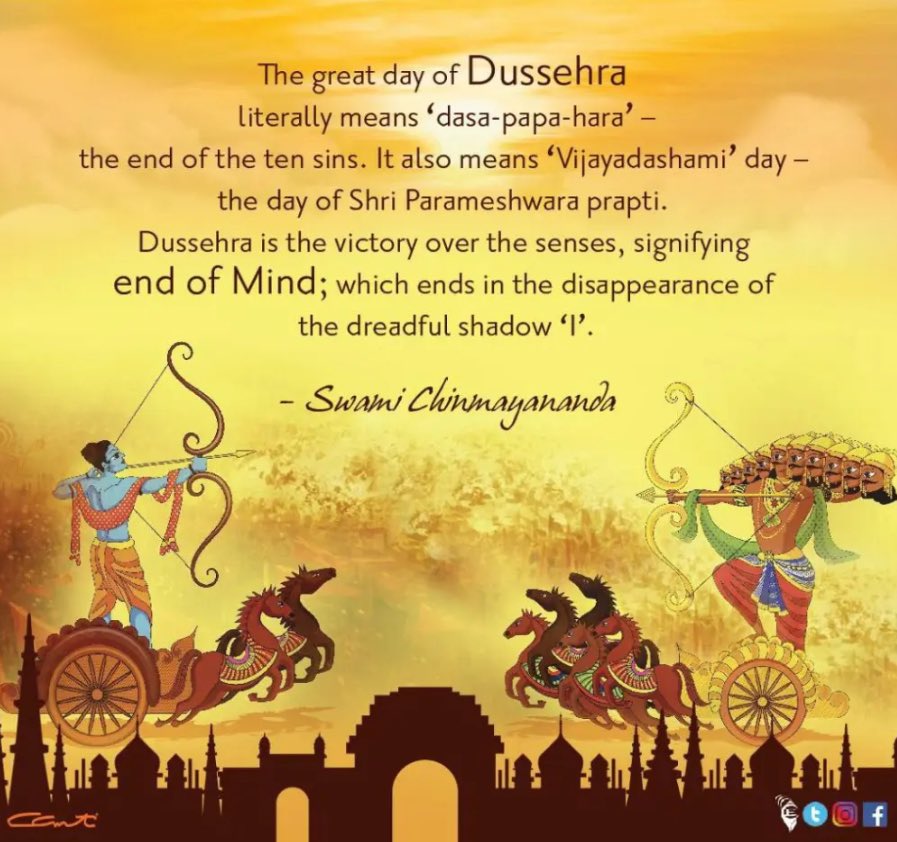 The Dussehra slays the 10 habits that stops true success - fear, anger, inertia, rigidity,negativity, indecision, mediocrity, arrogance, distraction and procrastination.  Happy Dussehra to everybody and success in every way.