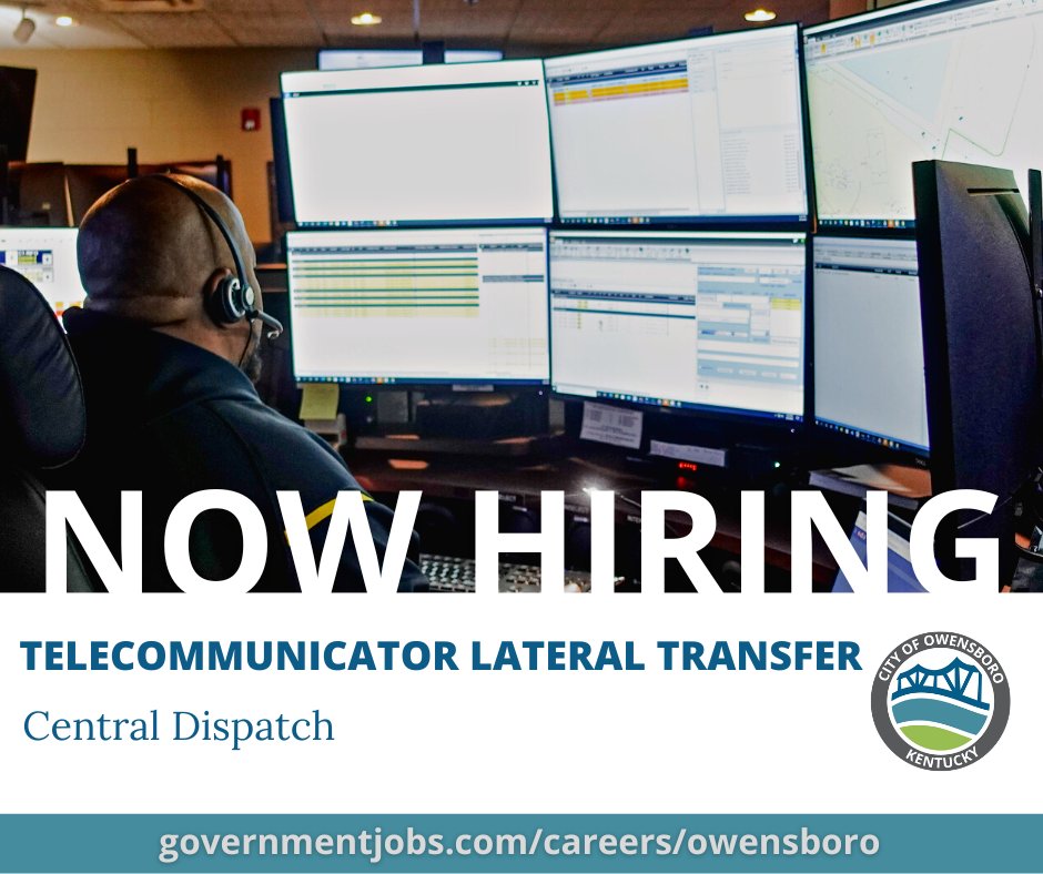 NOW HIRING! The City of Owensboro is looking to hire a Telecommunicator Lateral Transfer. ✨ Up to a $10,000 sign on bonus! ✨ Find a list of qualifications and the application process by visiting our website: loom.ly/9QXu1Sg