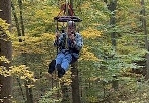 Bradford Woods Fall Retreat! Our residents had lunch at the beautiful Bradford Woods Campus and then went zip lining. Resident's Iris B. and David W. loved zip lining down the colorful valley at Bradford Woods IU Outdoor Center. We had so much fun!!