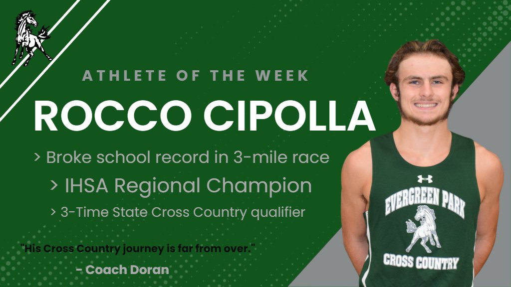 Epchs231's tweet photo. The Mustang Athlete of the Week is @EpchsXC superstar Rocco Cipolla @RoccoCipolla05 

Rocco is the conference and regional Cross Country champion and will be headed to the IHSA state finals for the 3rd year in a row. 

#athleteoftheweek https://t.co/bmiYzLbyC6