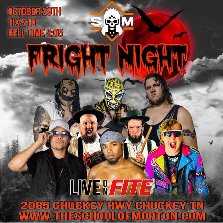 JJudas46's tweet photo. This Sunday @RealRickyMorton presents SOM Fright Night Live from The Chuckey Dome on @FiteTV plus! Belltime 5:05pm! Don't Miss It!....Judas
#GetSOM #FITETV #prowre https://t.co/L5gbZcqzkZ