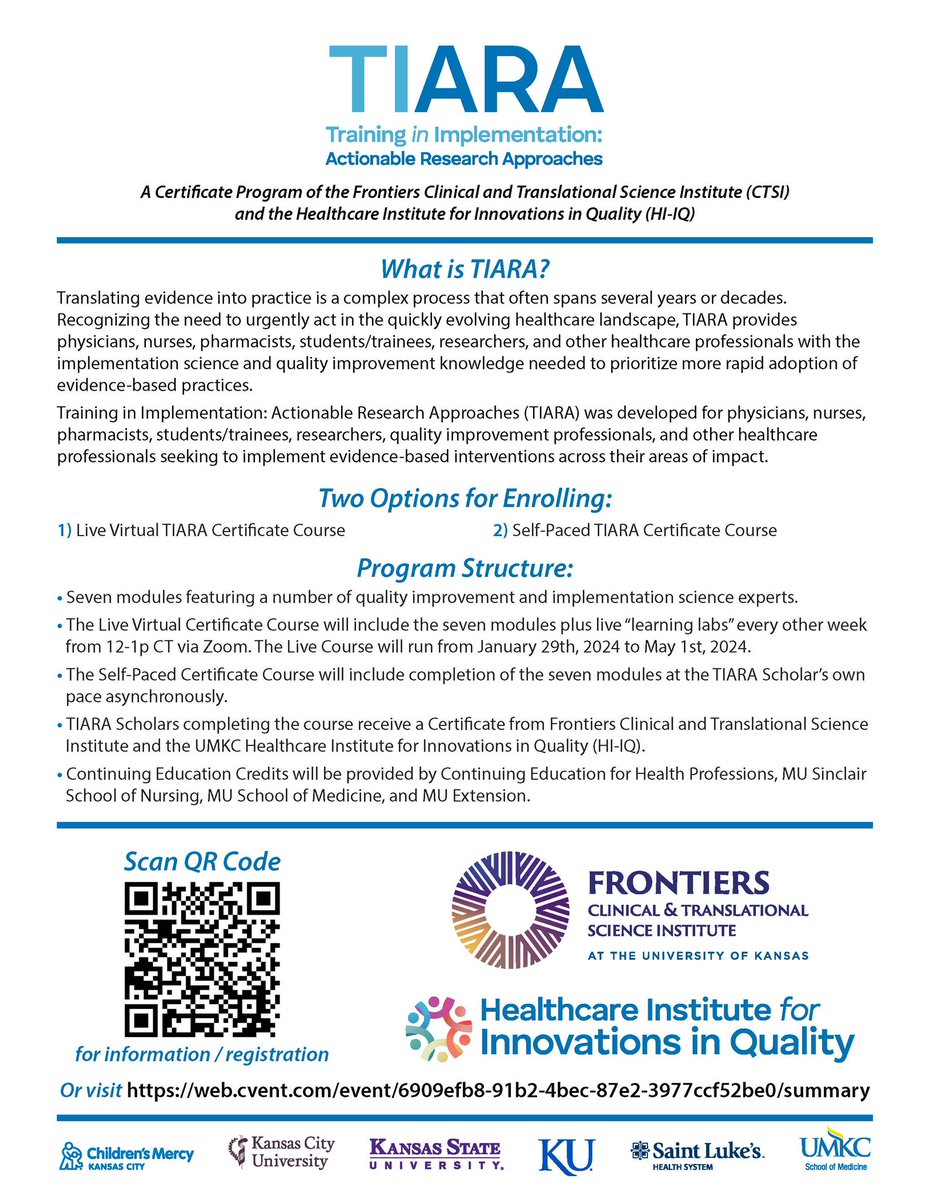 stacyfarr's tweet photo. Ecstatic to announce our exciting implementation science-informed quality improvement training is LIVE FOR REGISTRATION! 

Share in your network and register to be a TIARA Scholar. Learn pragmatic implementation and QI skills and build that CV.

https://t.co/aw4sXZ3Y0M

❤️🤓👏🏻📖 https://t.co/psBUohjaht
