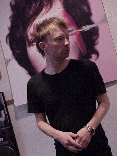 Unearthed this 📸 I snapped of <a href="/thomyorke/">Thom Yorke</a> during my days at <a href="/WFNX/">WFNX</a> … <a href="/ThePDriscoll/">Paul Driscoll</a> and he co-hosted a takeover during which I “Hey Ya” for the very first time… 🤷‍♂️