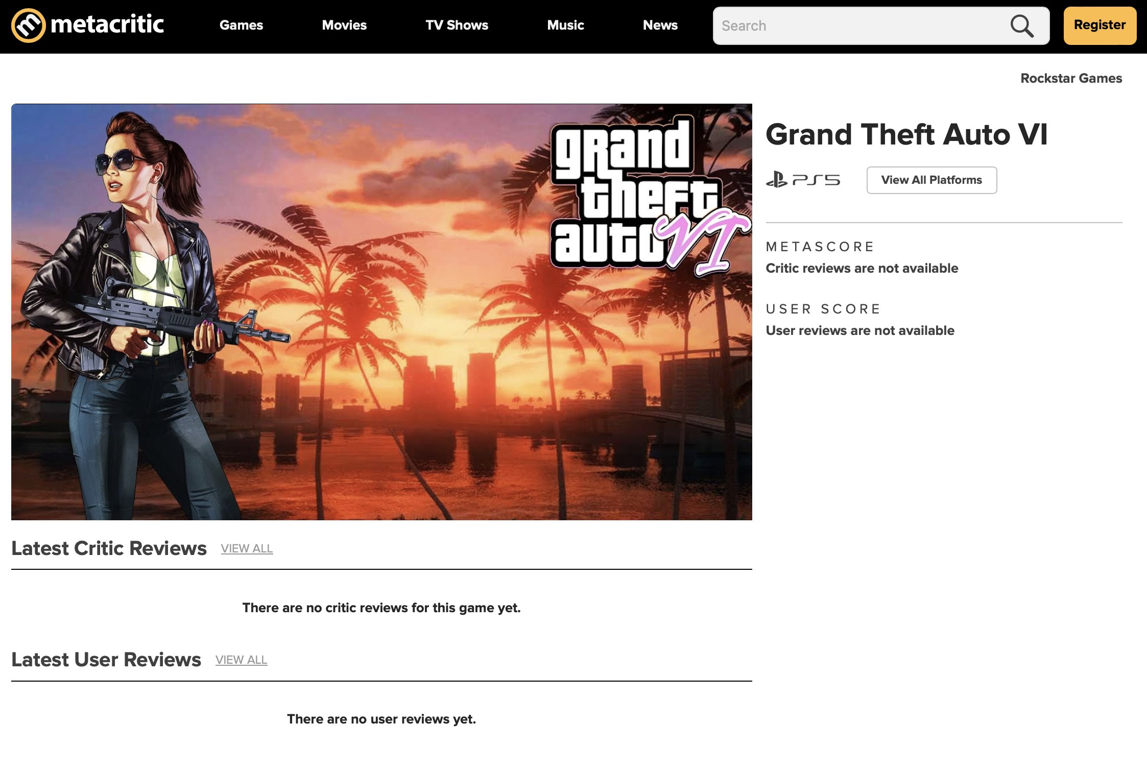 GTA 6 Metacritic page appears, sending fans into frenzy