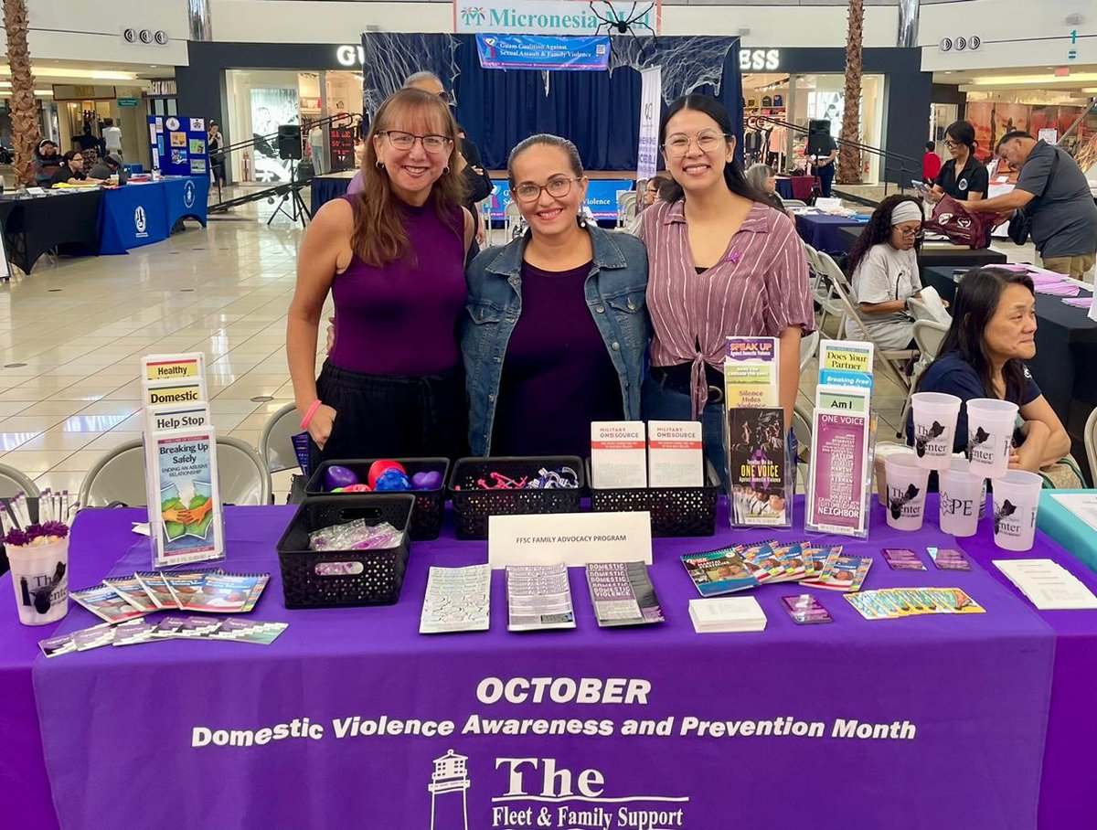 Personnel from NBG's Fleet and Family Support Center participated in an outreach event at the Micronesia Mall in collaboration with the Guam Coalition Against Sexual Assault and Family Violence. The event was one of many in recognition of Domestic Violence Awareness Month.