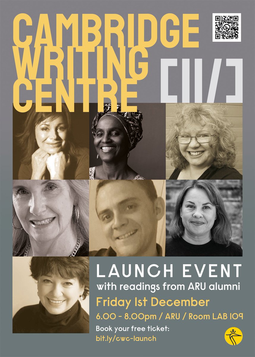 ARUWriting's tweet photo. On 1st December, we're launching the new ARU Cambridge Writing Centre, with readings from ARU alumni. Book your ticket at https://t.co/dkwf0UxmZ4 https://t.co/mPsKj1ngDZ