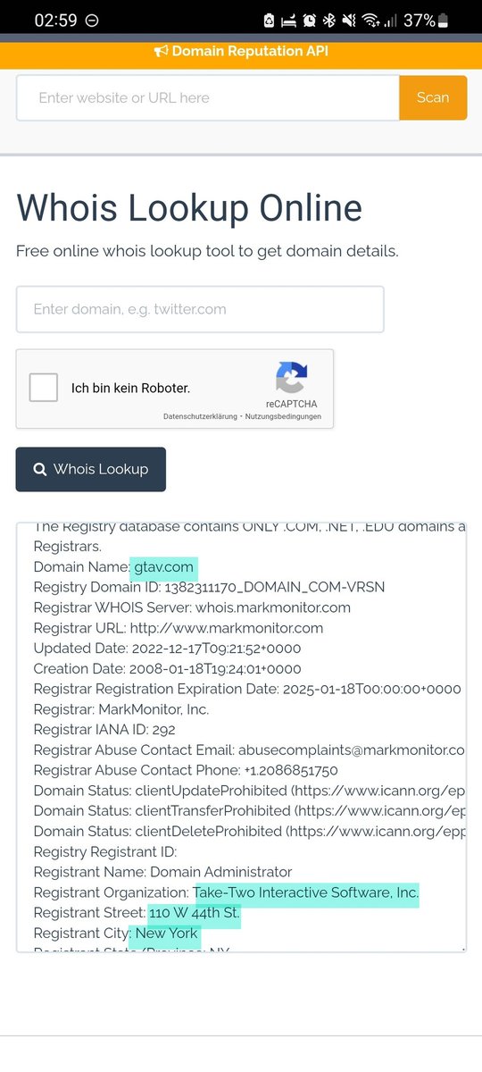 OceanRAZR's tweet image. Because I were interested if Take Two used the gtav.com website I also gave it a try with gtavi.com and as we see #gta6 definetly has this site reserved by Take Two already. For gta6.com are no new entries in Who Is yet.