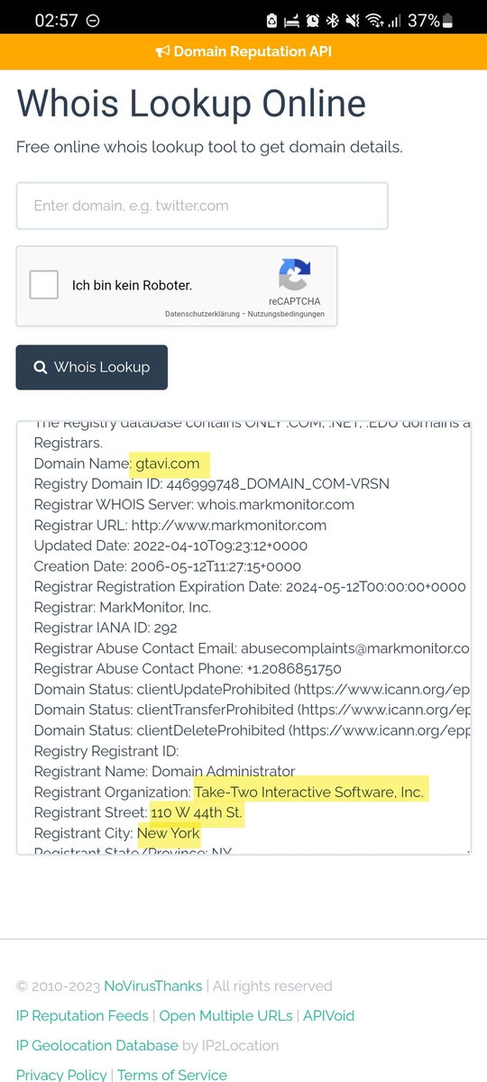 OceanRAZR's tweet image. Because I were interested if Take Two used the gtav.com website I also gave it a try with gtavi.com and as we see #gta6 definetly has this site reserved by Take Two already. For gta6.com are no new entries in Who Is yet.