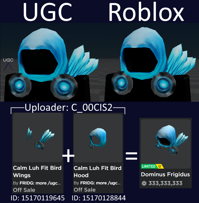 Peak” UGC on X: UGC creator NormaIIyNormaI uploaded a 1:1 partial copy  of the limited Dominus Pittacium in 2 parts. The wings are missing. # Roblox #RobloxUGC  / X