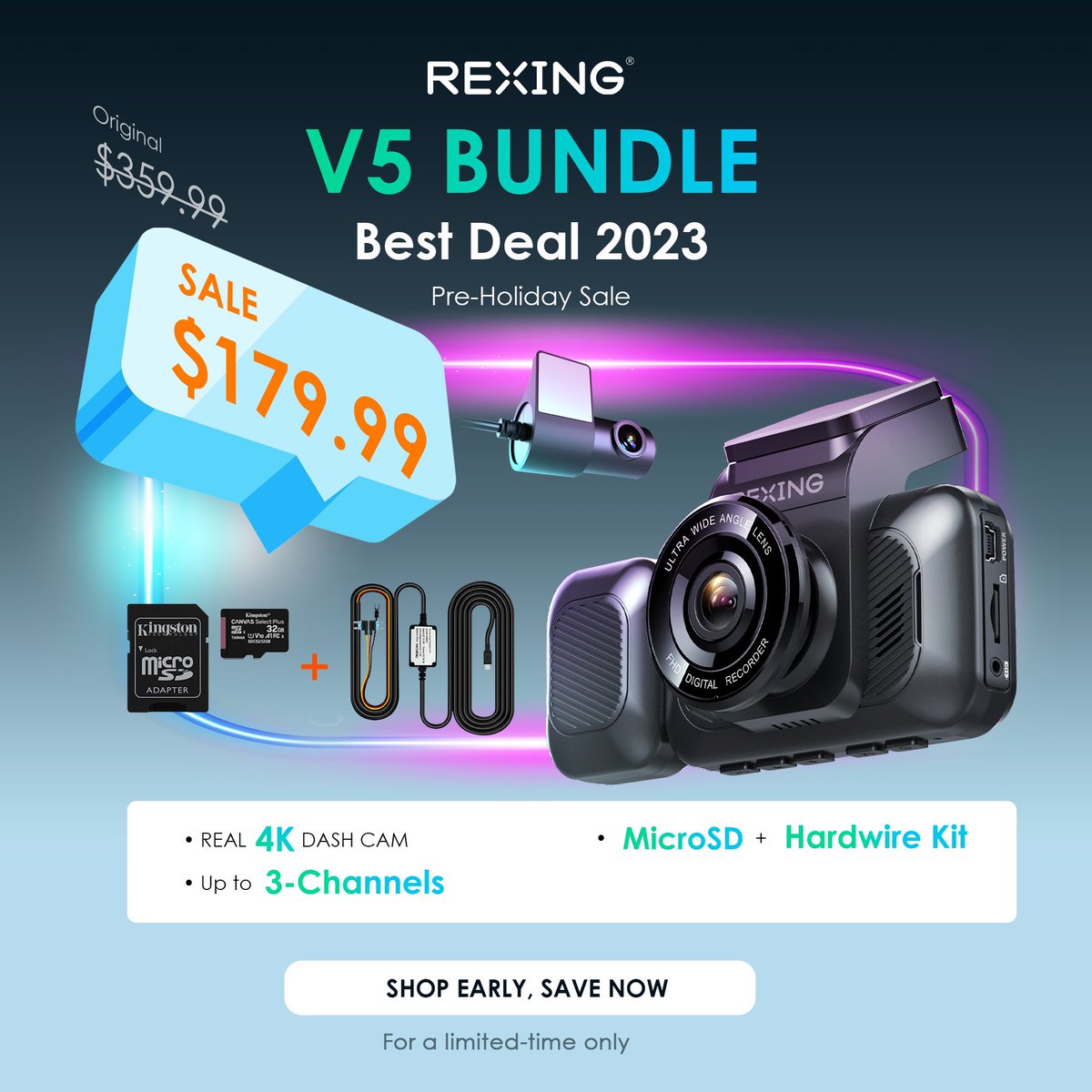 Rexing Dt2 Dual Channel 1080p Front And Rear Dash Cam : Target