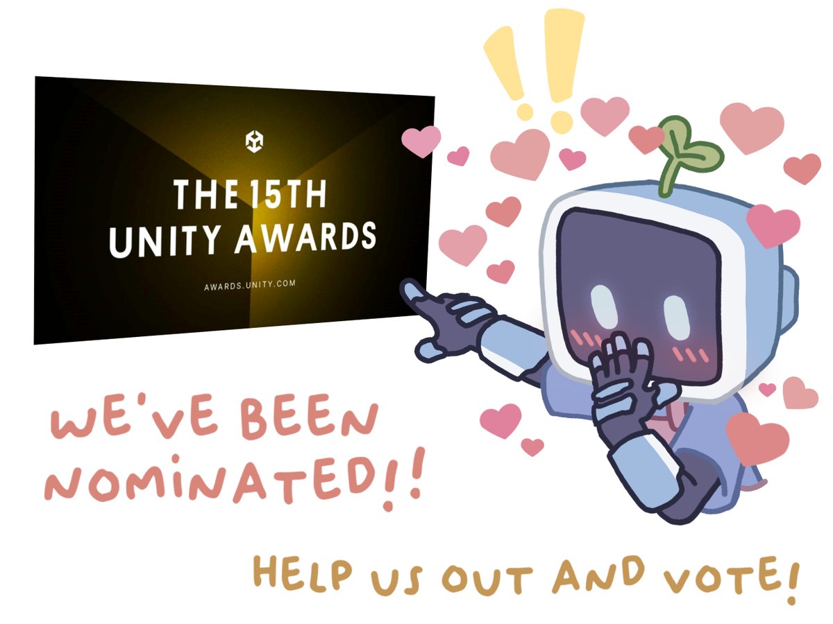 🌿🚨HUGE ANNOUNCEMENT MOMENT 🚨📢
Re:Fresh has been nominated for Best Student Project for the 2023 <a href="/unity/">Unity</a> Awards!!!!!
Go to awards.unity.com to vote for us before Nov. 1st!