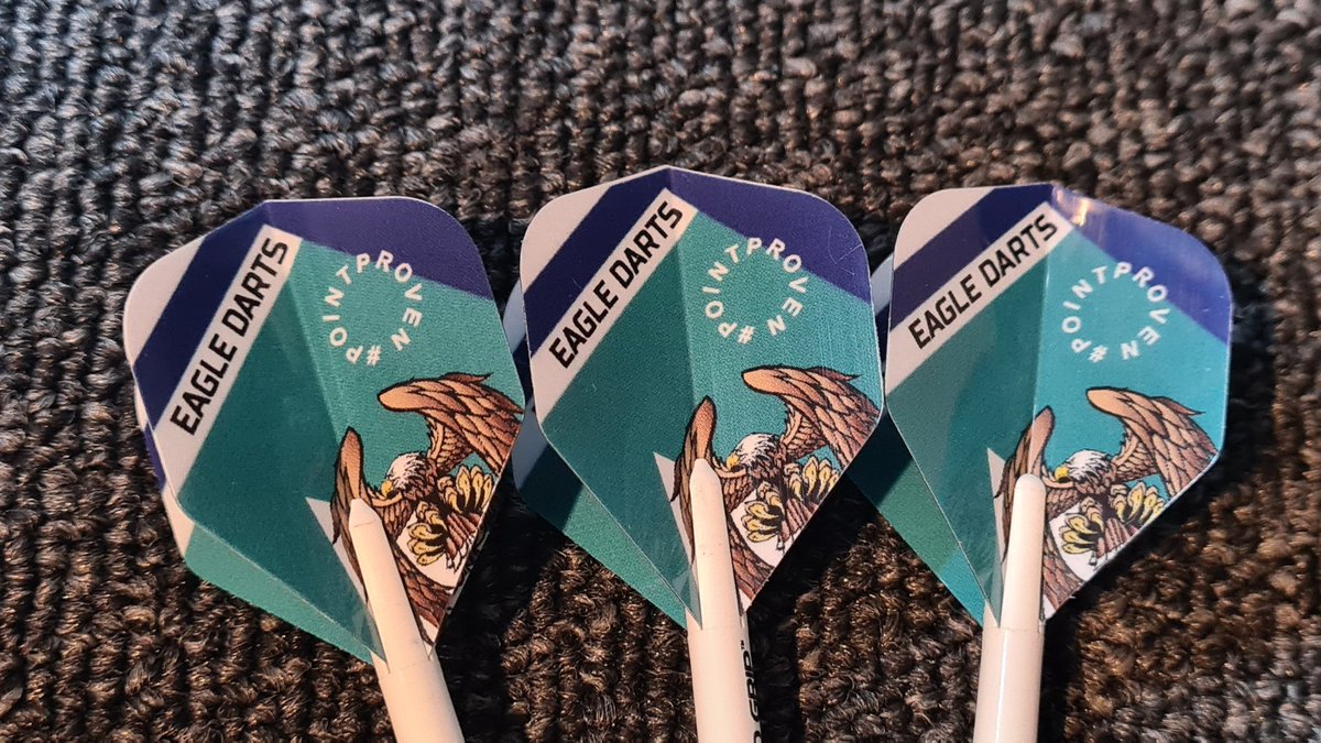 EagleDarts1's tweet photo. A set of Eagle Darts Prototype barrels with our latest flight design.
Fitted with a set of Bulls Swirl 35mm Talon points. https://t.co/wsuKLV0zvD