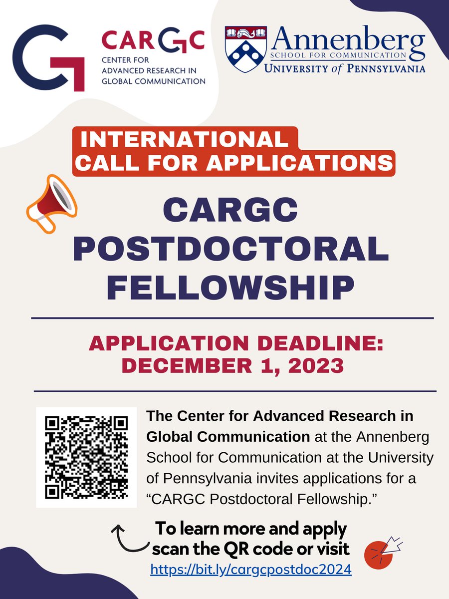 The CFA for CARGC’s 2024-25 Postdoctoral Fellowship is now live! Come work with us!! We’re particularly interested in candidates with expertise in Latin American, Indigenous, Black, and/or environmental media. Please share with your networks - applications due Dec 1