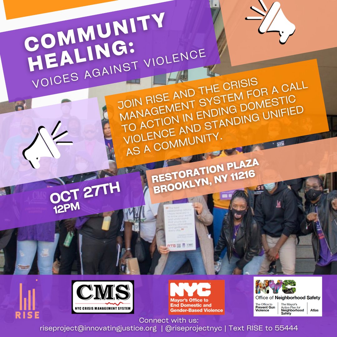 Uniting our voices for a safer community. Join us at the Community Healing Rally on 10/27 at Restoration Plaza as we come together to denounce domestic violence and promote change. 💜📢 #CommunityHealing