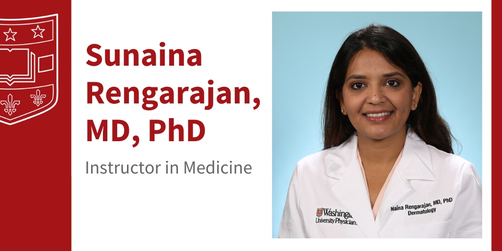 Please help us welcome Sunaina Rengarajan, MD, Instructor in Medicine, @WashUDerm @WUSTLmed She is a physician scientist and her clinical and research interests center around disorders of follicular occlusion & complex medical dermatology. ⁠ Learn more > l8r.it/0k4q
