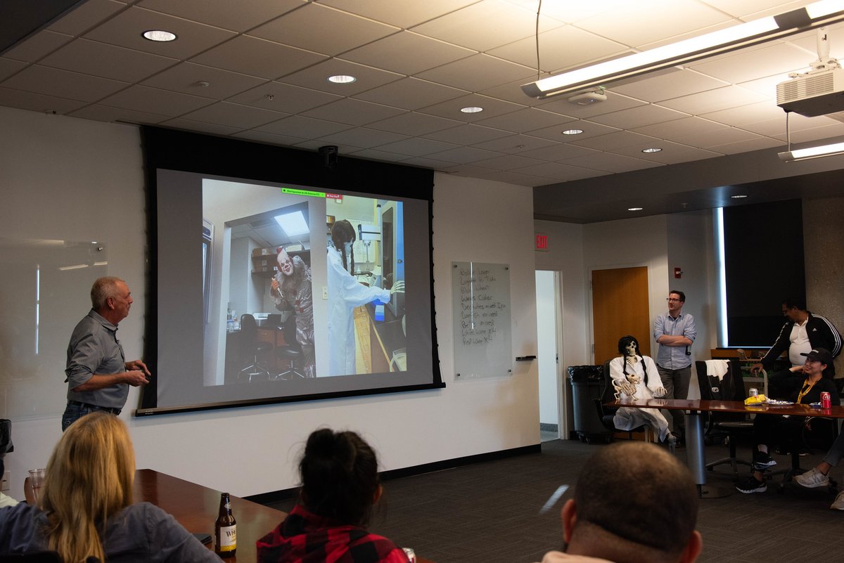 BondLifeSci's tweet image. You can tell Halloween is right around the corner. Bill &amp;amp; Wendy Picking hosted Bond LSC&apos;s social Friday, sharing lab updates about their work understanding bacteria and refining vaccines. 
They even brought their research assistant, Dr. Bones. 
#MizzouResearch #Spookyscience