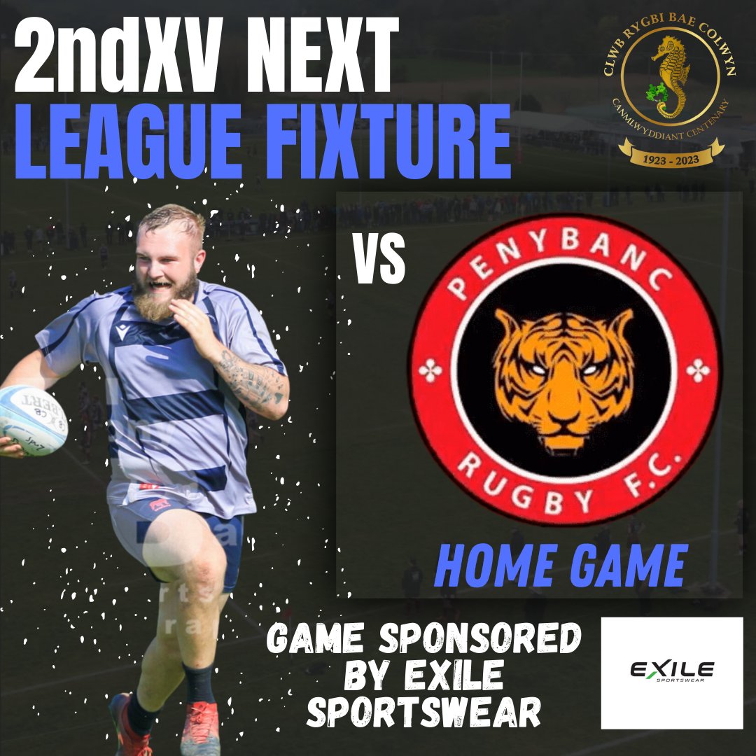 𝙉𝙚𝙭𝙩 𝙪𝙥 | 📝🔥 

𝟐𝐧𝐝𝐗𝐕
🆚️ <a href="/Penybanc_Tigers/">Penybanc RFC</a>  🐯 
🏆 2nd round of Division 5 Cup. 
📅 Saturday 28th of October
🕑 2.30pm KO
🏟 Brookfield Dr, Rhos on Sea, Colwyn Bay

We look forward to welcoming the South Walians up to CBRFC. 

🔵⚪️