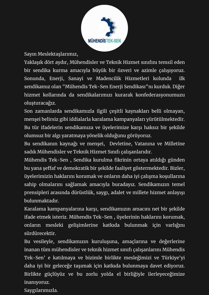 Son günlerde sendikamıza karşı yapılan karalama kampanyalarına en büyük cevabı meslektaşlarımız verecektir.
#MuhendisTekSen