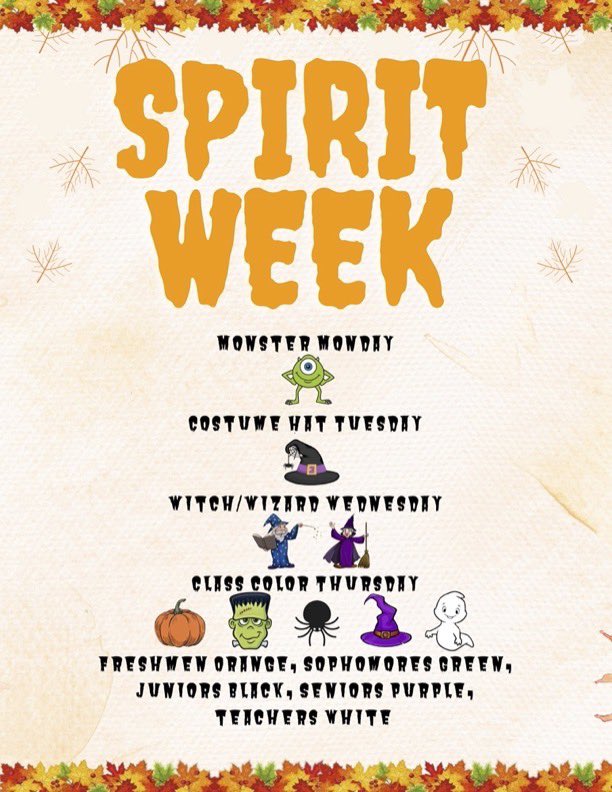 Join us for Spirit Week: October 30th-November 2nd