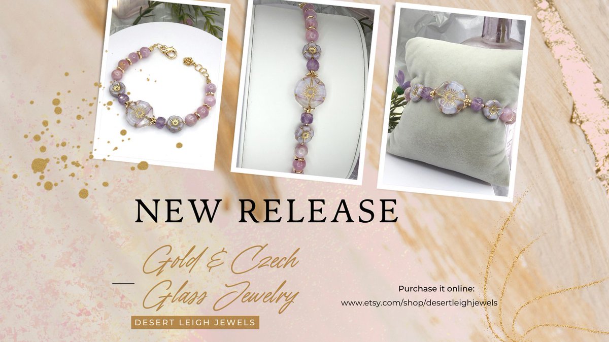 NEW! Kunzite & Lavender Amethyst Gemstone Bracelet with Czech Glass Flower Beads in Gold filled/plated Accents...

#womensbracelet #Lobsterbracelet #goldfilled #Czechglassbeads #etsyshop #femininebracelet #Kunzitejewelry #womensgifts #gemstonejewelry #flowerbracelet