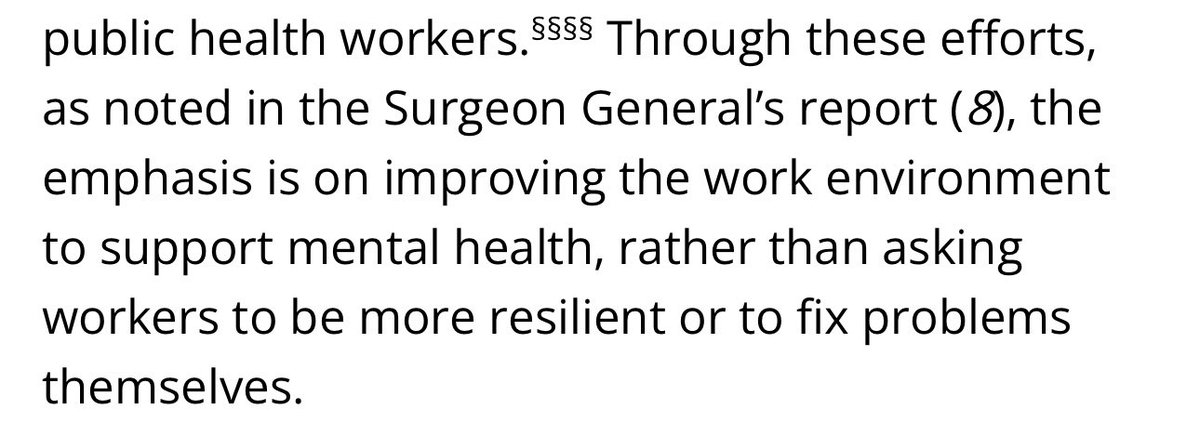 A CDC report this week on burnout in healthcare concluded with this:

Solutions should emphasize “improving the work environment to support mental health, rather than asking workers to be more resilient…”

Resilience isn’t the issue. The environment is.