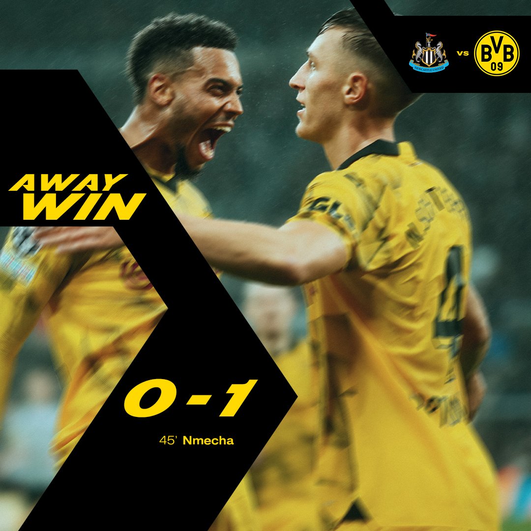 SportinCircuit's tweet photo. 🚨📢 UEFA Champions League Results
Full Time: Newcastle 0 - 1 Dortmund 

Tags : #sportingcircuit #manchesterunited #arsenal 
Wins: #manchestercity #barcelona #celtic #AltMadrid #Dortmund #PSG #ManCity #Leipzig #Porto https://t.co/6nZDa1cUN1