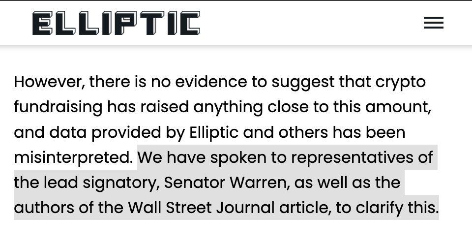 NeerajKA's tweet image. Last week, WSJ published a report citing Elliptic research to claim that Hamas has raised “as much as $93 million” prior to their terror attack in Israel.

This was seized upon by Sen. Warren, who cited the report in a letter criticizing crypto with over 100 congressional…