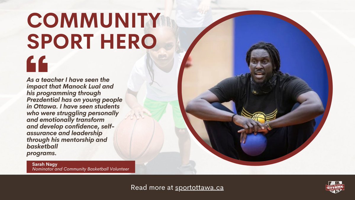 Meet Manock Lual, the founder of <a href="/prezdential/">Prezdential</a> Basketball and our Community Sport Hero of the month. Learn more about his inspiring story ➡️ sportottawa.ca/manock-lual-fo…