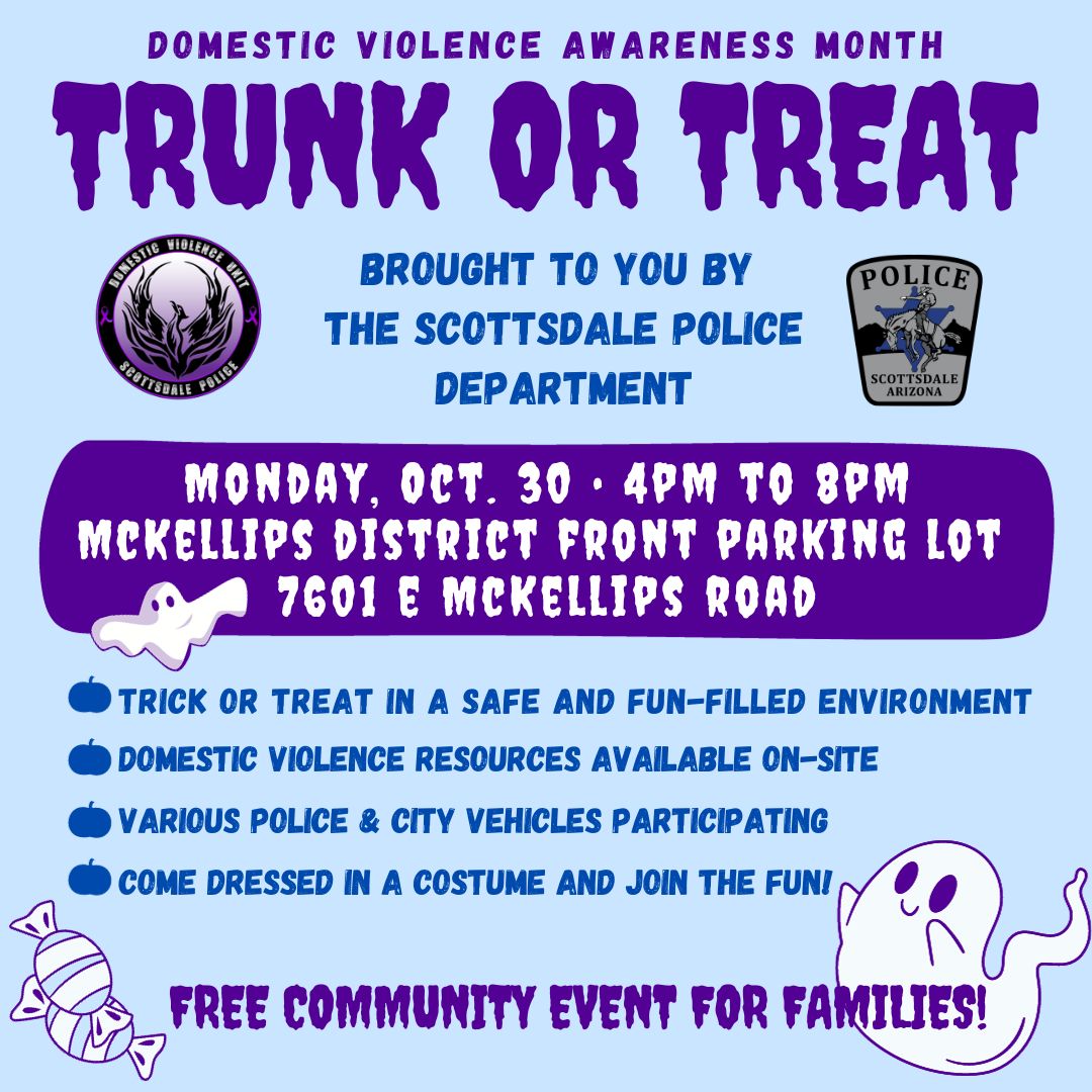 ScottsdalePD's tweet photo. @Topgolf ▶️ Tip-A-Cop for SOAZ
@ChompiesAZ, 9301 E Shea Blvd.
Sat, Oct. 28, 10 am - 1 pm
▶️ SPD Trunk or Treat
McKellips District Police Station parking lot, 7601 E McKellips Rd
Mon, Oct. 30, 4 - 8 pm
#BeMore #TipACop #SpecialOlympics #SOAZ #TopGolf #community #communityevents https://t.co/eDwTIaTcBz