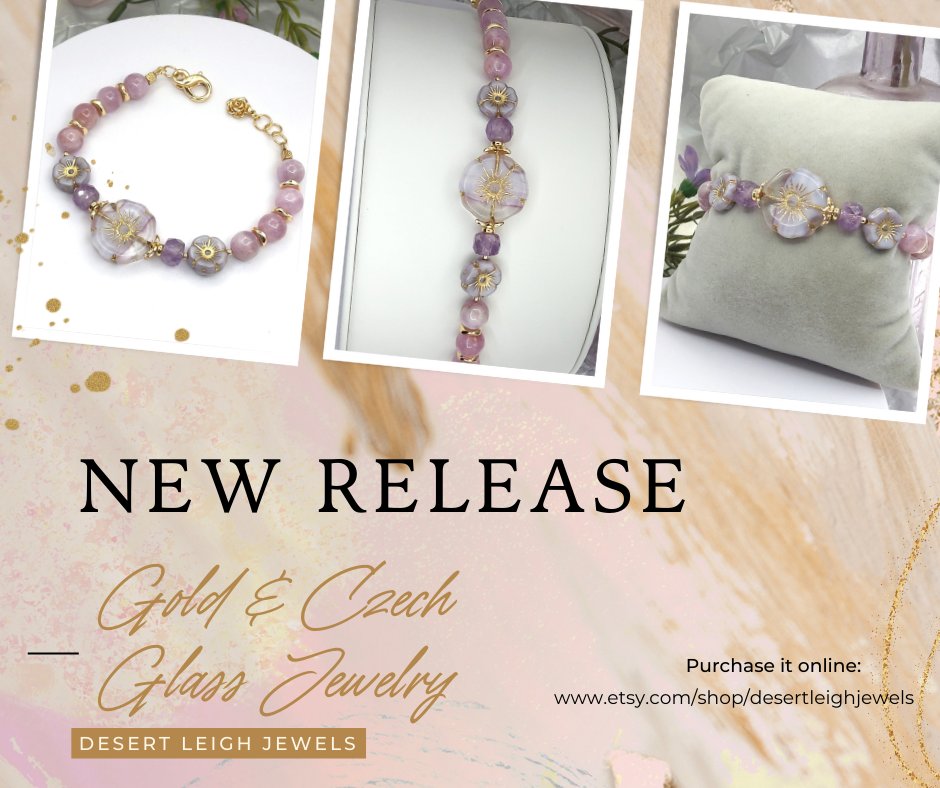 Kunzite & Lavender Amethyst Gemstone Bracelet with Czech Glass Flower Beads...Gold Filled/Plated Accents
#womensbracelets #womensfashion #femininebracelet #etsyshop
#braceletshop #kunzitejewelry #czechglassjewelry #lavenderamethyst #goldfilledbracelet