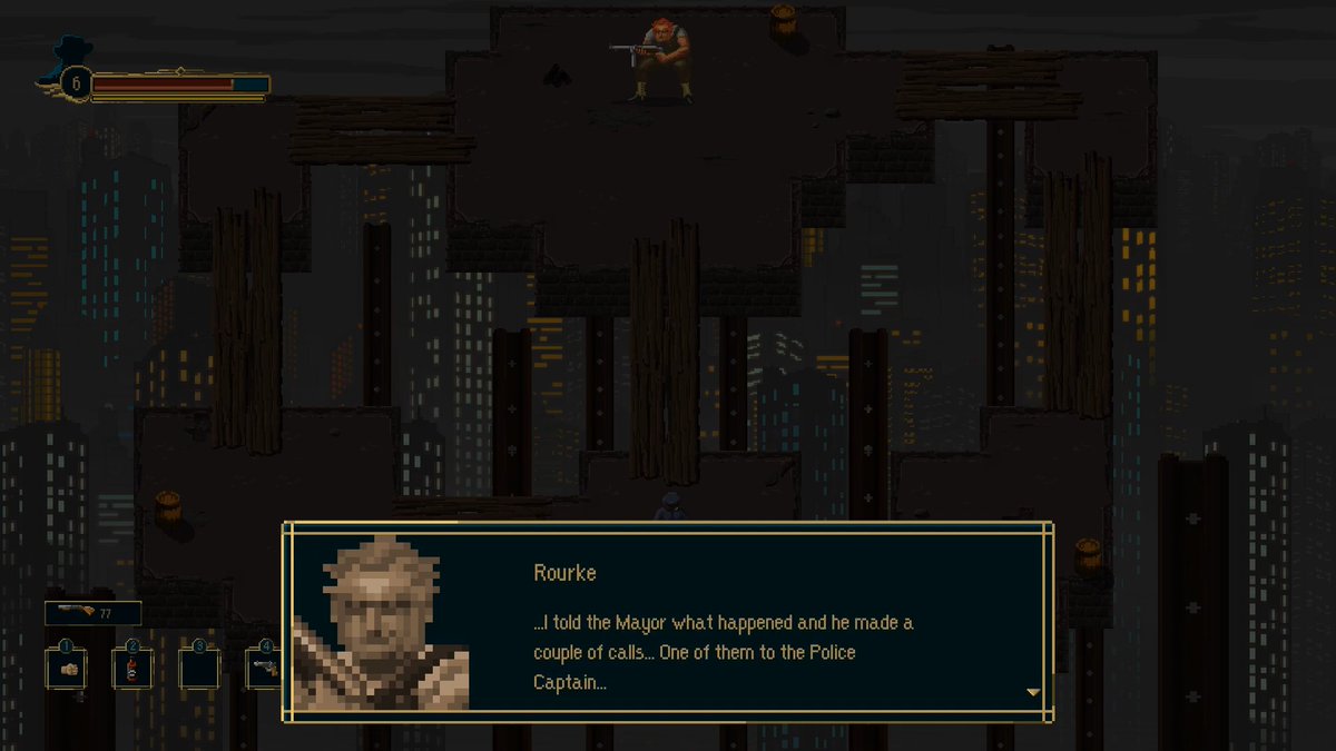 Sometimes friends are not on the same side of the law, you know...?

#IndieDev | #IndieGame | #RPG | #Noir | #PixelArt