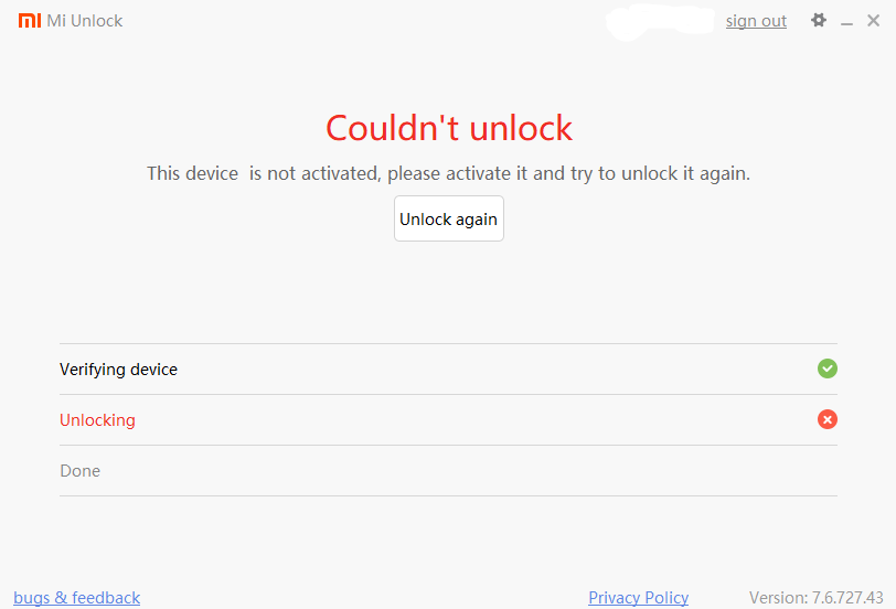 Enyrox153's tweet photo. @Xiaomi @XiaomiFrance
J'essaie de débloquer le bootloader de mon téléphone (Xiaomi Mi 11) mais je n'y arrive pas et cette erreur apparaît "This device is not activated, please activate it and try to unlock it again."

Est-ce normal ? Comment puis-je faire ? Puis je passer en MP ? https://t.co/K8IdzrbEBG