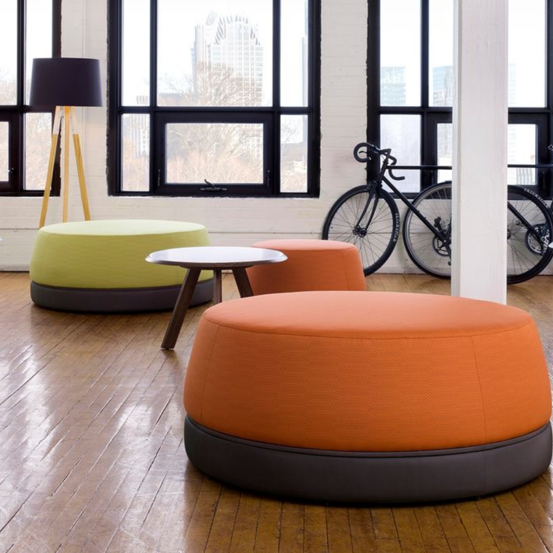 OfficeWorksKnox's tweet photo. As the weather gets cooler, consider cozying up your office with the @studiotksocial Qui Ottoman! It's comfortable, unique, and cute as a pumpkin. 🎃 https://t.co/xrHweoWlQr