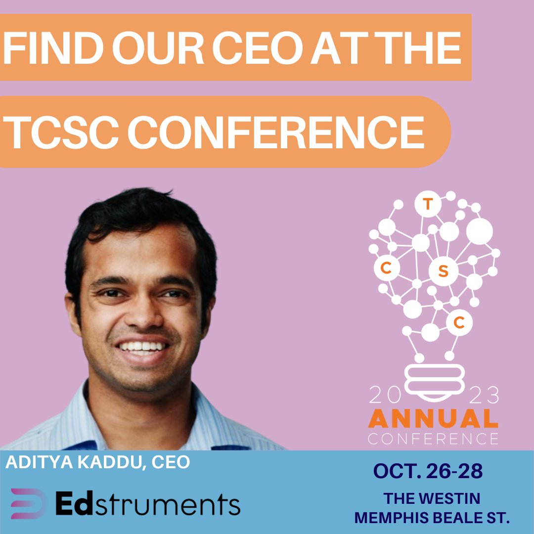 edstruments's tweet image. Our CEO, Aditya Kaddu will be at the #TCSC conference this week representing Edstruments and he would love to get to talk with other financial leaders attending! Keep a look out for him! #charterschool #edtech #k12