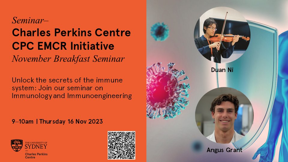 CPC EMCR Initiative @CPC_EMCR presents November Breakfast Seminar: Unlock the secrets of the immune system: Immunology and Immunoengineering Duan Ni and Angus Grant 📆 9-10am | Thursday 16 November 2023 ➡️ eventbrite.com.au/e/cpc-emcr-nov…