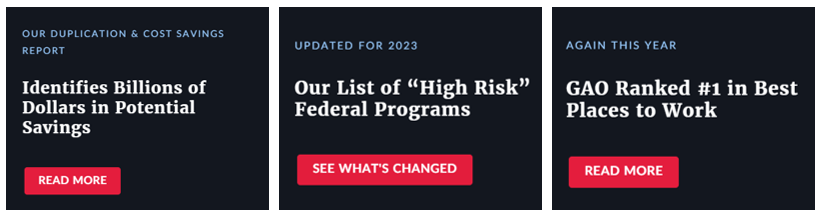 La <a href="/USGAO/">U.S. GAO</a> es el organismo de control que mejor se presenta➡️lo primero que encuentras en su web es por qué es útil, identificando posibles ahorros millonarios y riesgos de vulnerabilidades, y cómo capta y retiene talento, destacando que es el mejor sitio para trabajar👏🏽