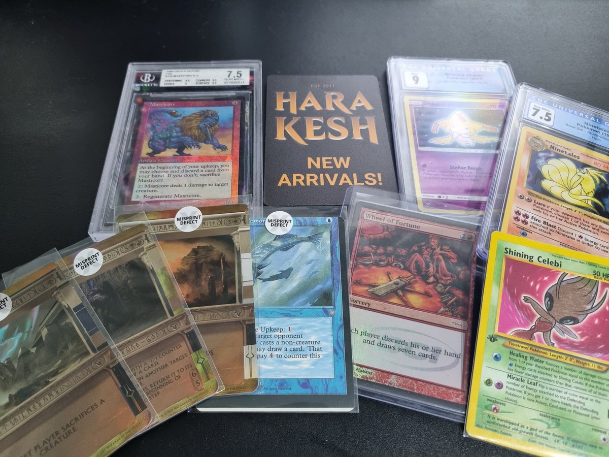 CharlyTraarbach's tweet photo. The odd pickups of this week #HARAKESH #misprints #magic #pokemon #slabs https://t.co/wN1VTDy3Qw