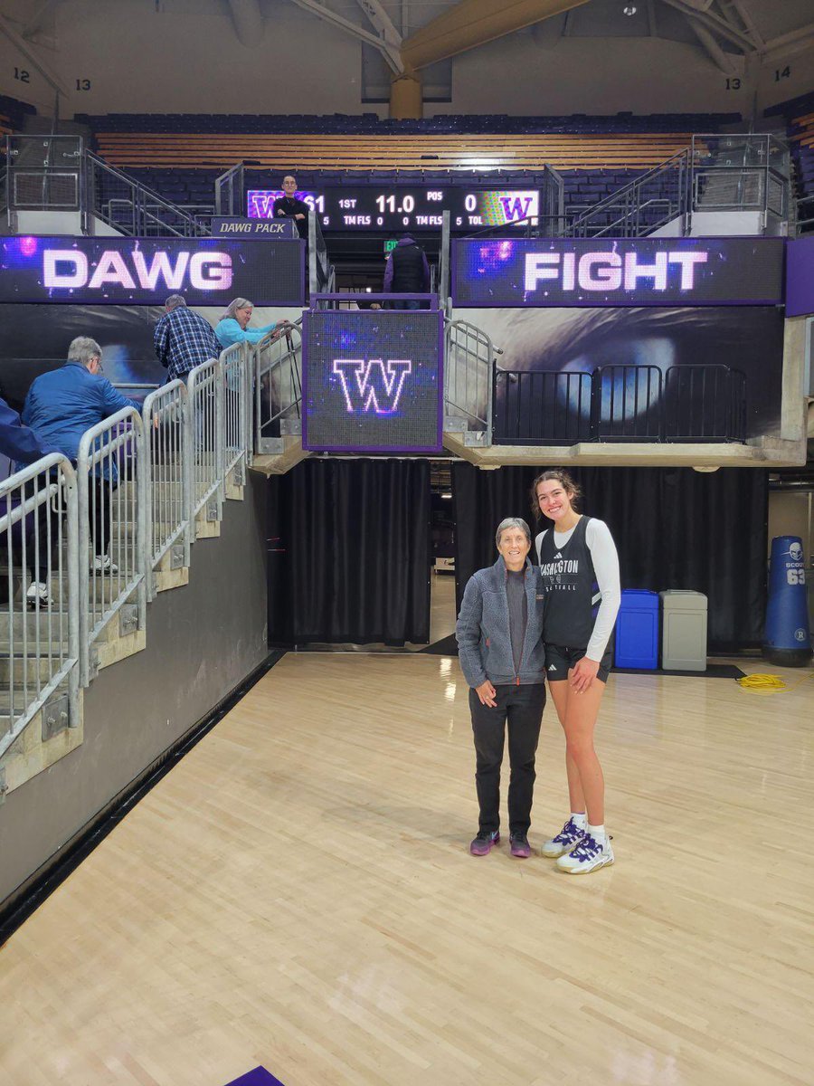 Incredibly proud day! Husky Alum Coach Berry hanging out with Way to Win… University of Washington freshman Olivia Anderson! Dreams do come true!