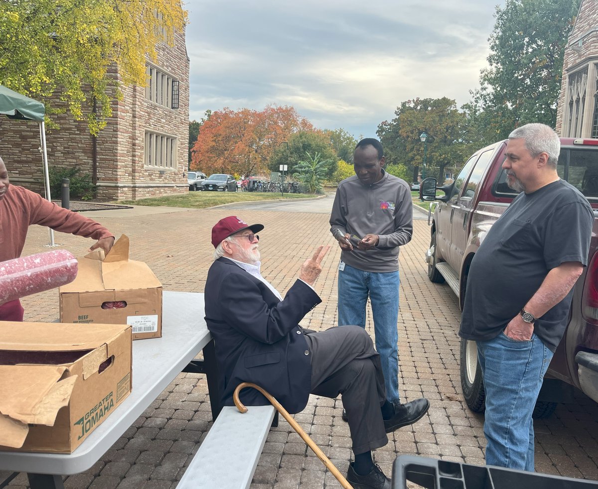 Our generous friends at Orphan Grain Train in Norfolk, Neb., led by President Dr. Ray Wilke, stopped by with a truck filled with 10-pound logs of ground beef and boxes of hotdogs Tuesday for the campus community! Thank you, Dr. Wilke and Orphan Grain Train for your support!