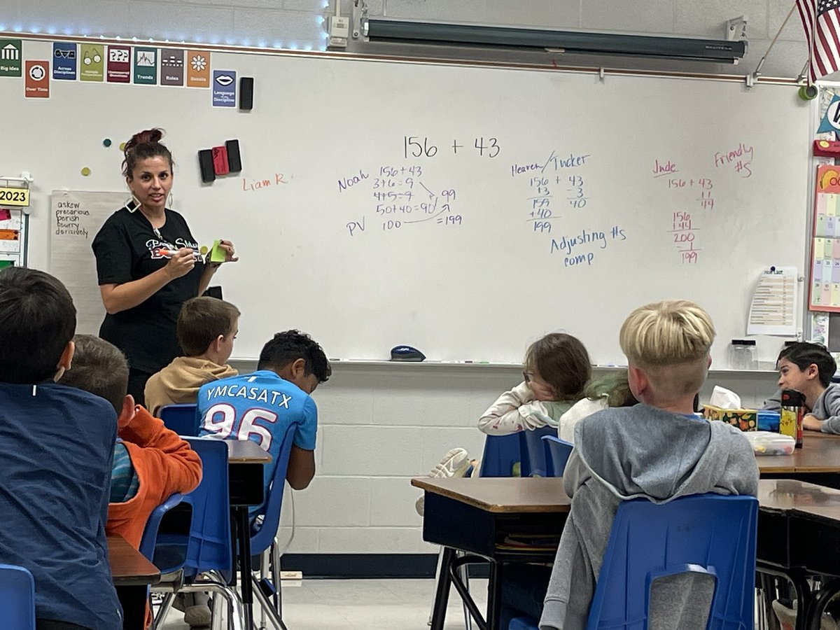AliThomas9218's tweet image. Number talks are definitely being conquered in @teacher_ttu Olvera’s room! It was her first time going solo and she and her kids rocked it! #friendlynumbers #compensation #placevalue #addinginchunks @NISDElemMath @NISDBraunStat 💯🧮❤️#problemsolvers