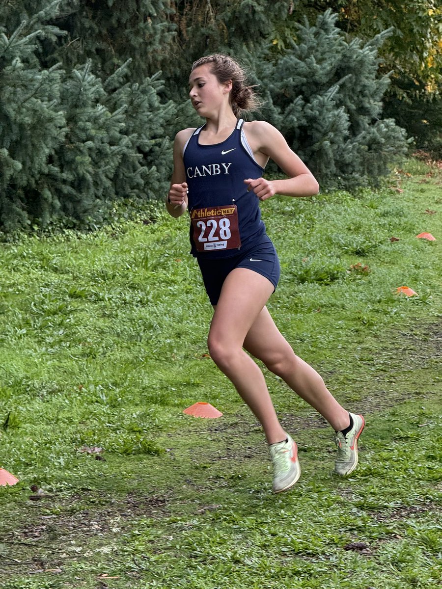 Kenzie Bigej with a HUGE lead at cross country districts!