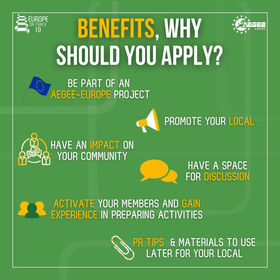 EuropeOnTrack's tweet photo. Europe on Track is looking for AEGEE locals! 
Apply here👀 to become a hosting local until 12th of November 2023🚂 https://t.co/YoYorKqQYG💃
Check out the Insta post: https://t.co/A4ETR2Spj8 https://t.co/SDHdWCmHPA