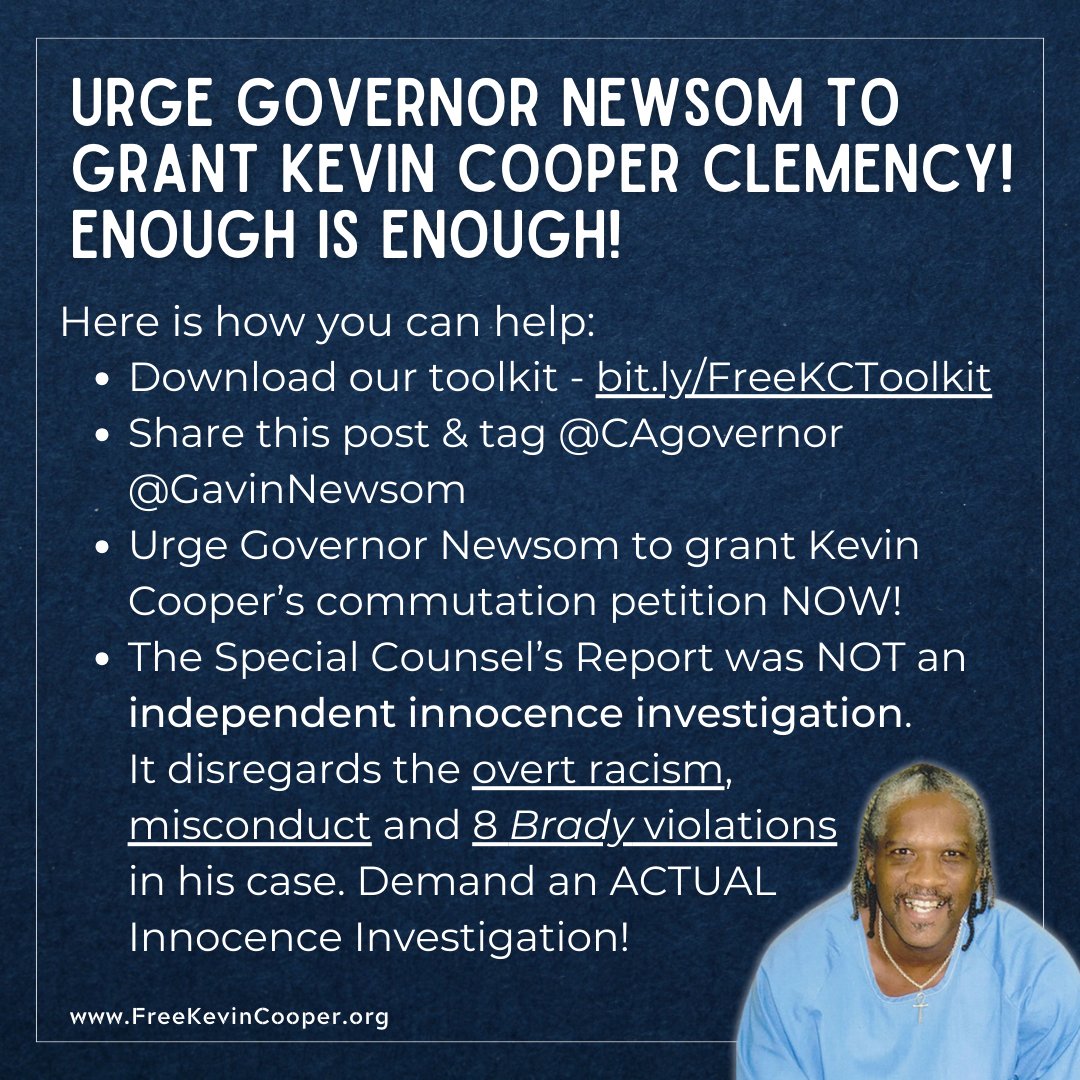 FreeKCNow's tweet photo. See @DPFocus #FreeKevinCooper update here: https://t.co/qZ6Jr3sGmz

Read KC letter to supporters here: https://t.co/GjRPUSSC1S

Take Action: https://t.co/5mr42iiI1v
@CAgovernor @GavinNewsom look at the FACTS. 
Grant an ACTUAL #InnocenceInvestigation #CommutationPetition #Justice https://t.co/LYHAa9EjRP