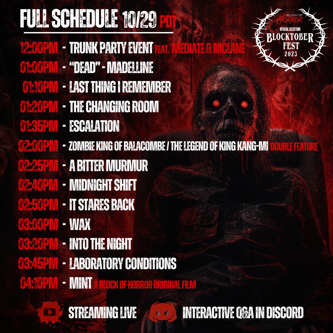 It's an honor to see #escalationmovie back at <a href="/BlockofHorror/">Block of Horror</a> for their upcoming Blocktober Fest 2023!! Sunday 10/29 don't miss out on this awesome selection of crazy horror shorts!! #blockofhorror